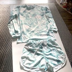 Green Tie Die Lounge Wear Set S/M